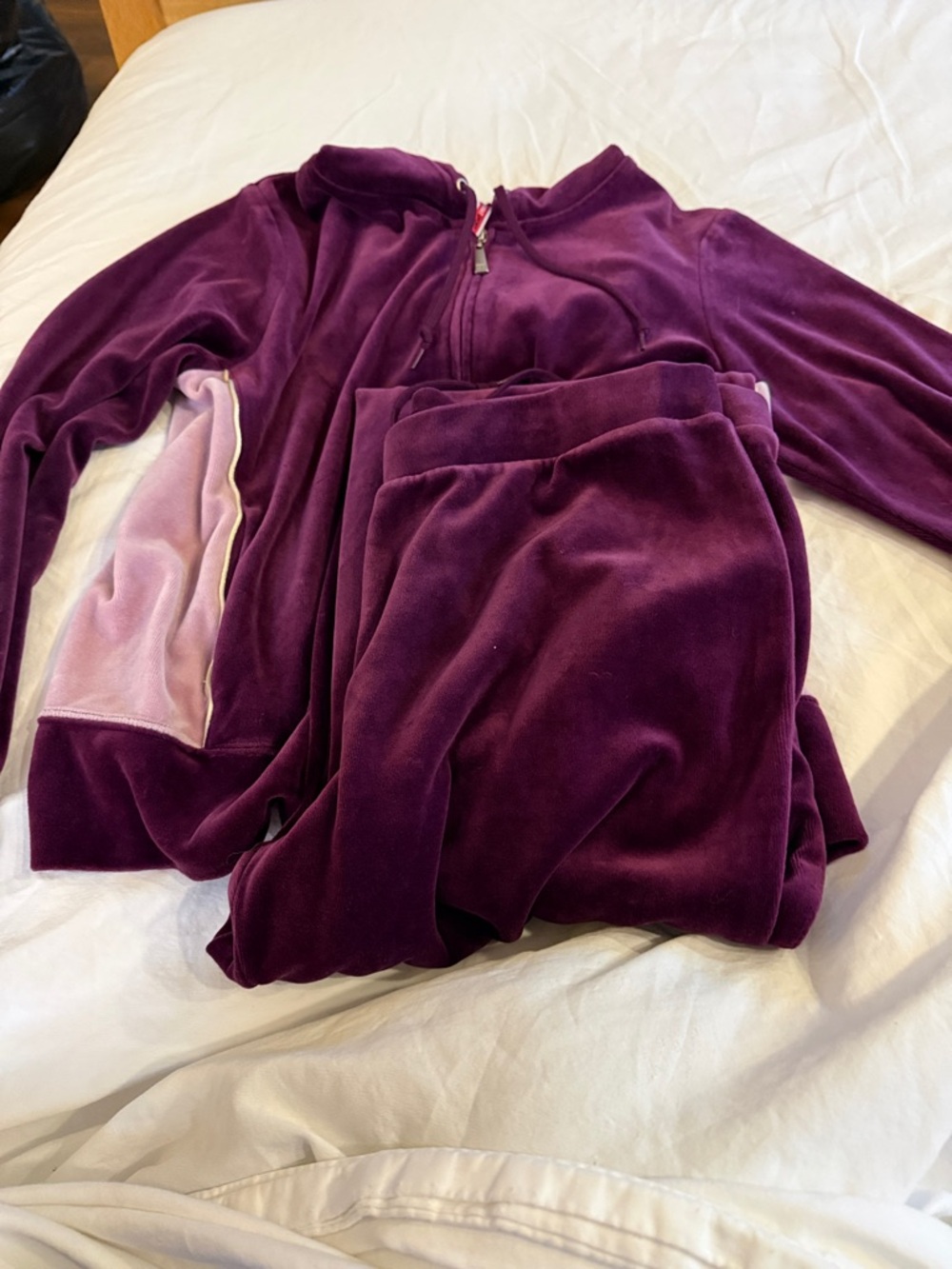 Plush Velour Women’s jogger Set in Deep Purple/Pink